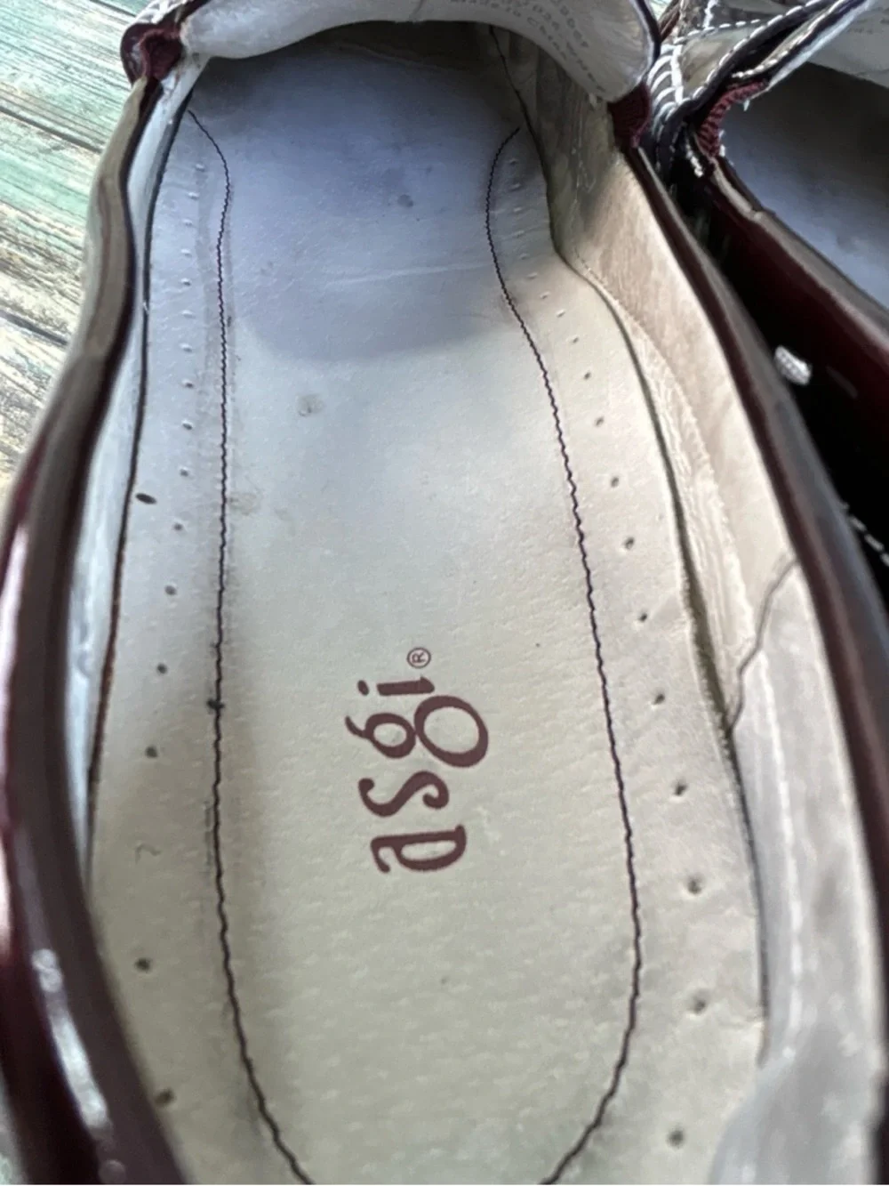 Asgi Comfort Penny Loafers Womens 8M Burgundy Patent Leather Dress Work Shoes